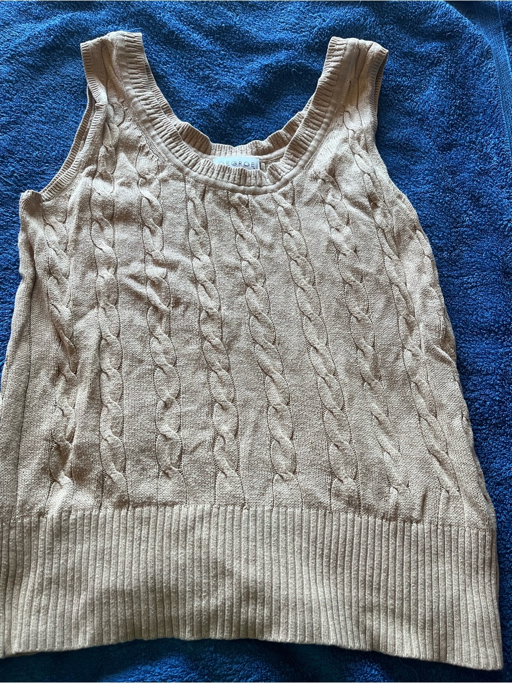 George Beige Cable Knit Tank Top